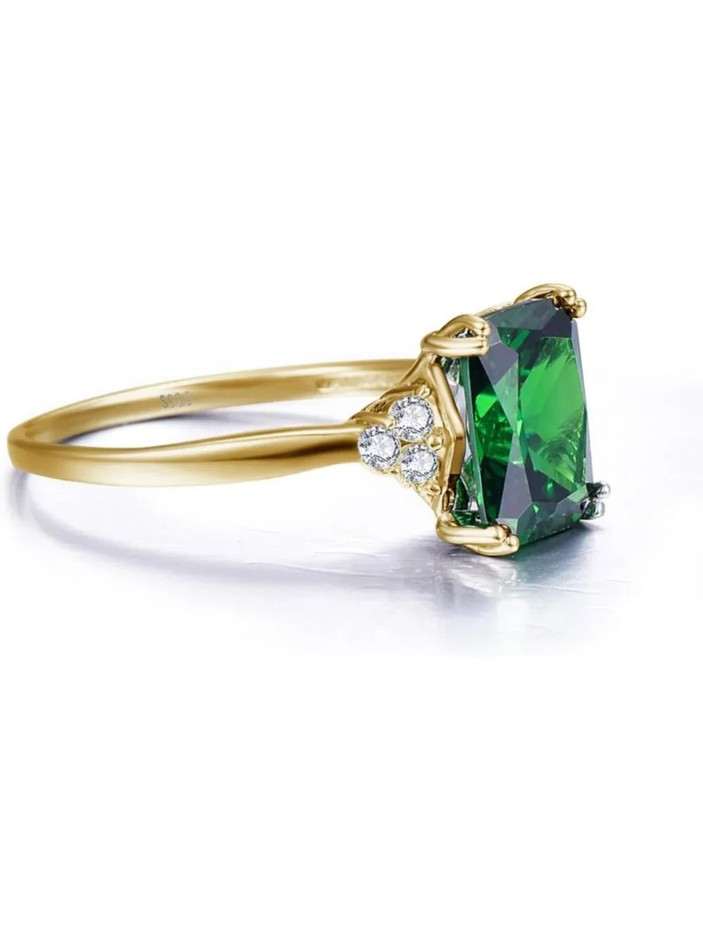 Stunning 3.5CT Radiant Cut Gemstone Ring | Sapphire, Emerald, Amethyst, Ruby, CZ